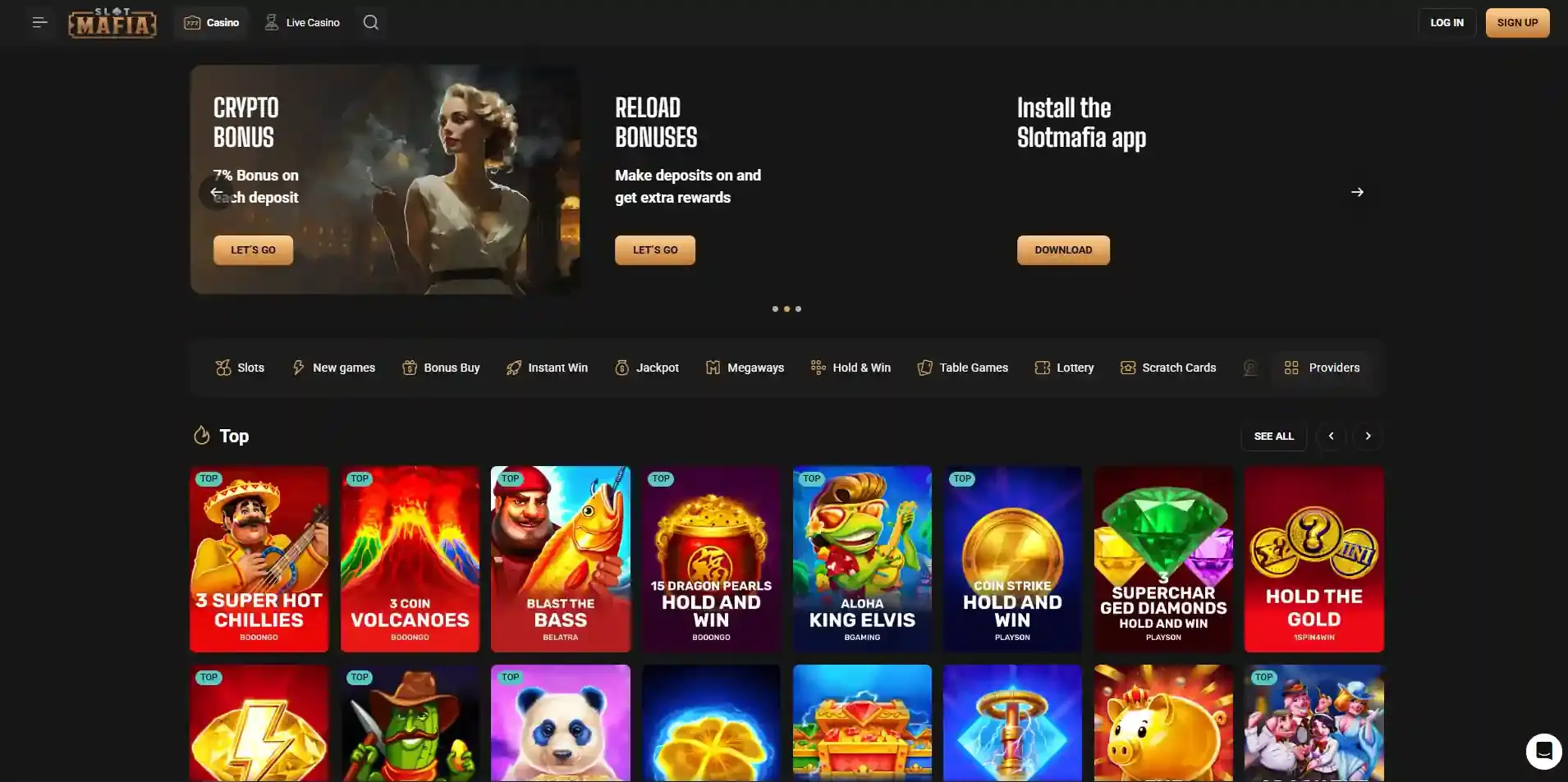 SlotMafia Australia games lobby showing pokies and game category navigation